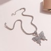 Wendalern Boho Crystal Butterfly Choker Necklace Silver Rhinestone Pendant Chains