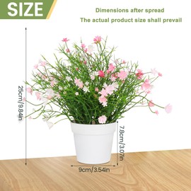 Blafrozzing Artificial Babys Breath Potted Fake Plants with Flowers Faux Plants Indoor for Home Office Bookshelf Table Room Decor (Pink)