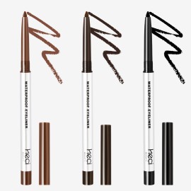 Heci 3 Colors 1set Waterproof Eyeliner Pencil Vegan Organic Smudge-Proof Long Lasting Creamy Eye Liner Color: 3 Colors