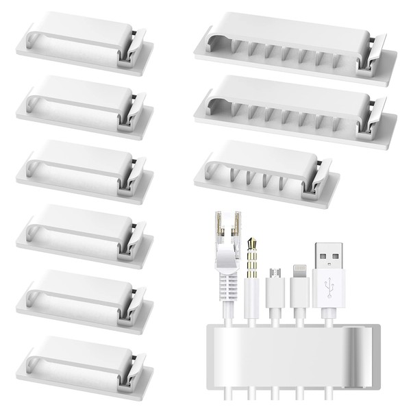 Cable Management Clips, 10 Pieces Cord Organizers Including 3 Specifications