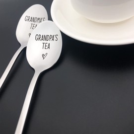 Grandparents Gifts Grandma’s Tea Grandpa’s Tea Spoon Gifts for Grandma and Grandpa Christmas Birthday Thanksgiving Mothers Day Fathers Day Gift from Grandkids