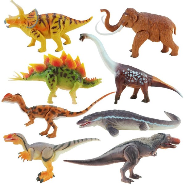 Boley 8 Pack 8" Authentic Dinosaur Set, The Gosnell Model - Educational Action Figure Set for Kids with Movable Arms and Legs - Great As Dinosaur Toys and Birthday Party Favors for Boys!