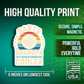 Darts Grandpa Magnets - Cool Grandpa Quotes - Funny Grandparent Magnet Decor - Dartboard Theme Magnets - Grandfather Gift Idea - 2 Pack - 5" On Longest Side - Made in USA - PLDFMAG3813