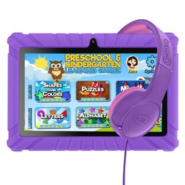 Contixo Kids Tablet Bundle V8, 7-inch HD, Ages 3-7 Toddler Learning Tablet with Camera, WiFi, Parental Control & Kid Safe Bluetooth On The Ear Headphones Bundle Purple, Perfect for Back to School