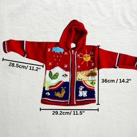 Peruvian Wool Knitted Sweater with hoodie for babies & toddlers, Unisex, Chompas Peruanas, fall winter sweater, colorful jacket for kids (4T, Navy Blue)