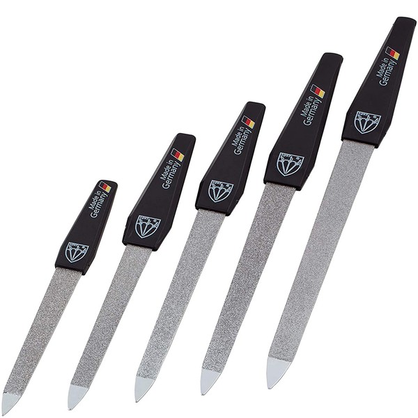3 Swords Germany - brand quality SAPPHIRE NAIL FILE set (5 pcs.) with 3-way nail buffer (1 pc.), manicure pedicure finger & toe nail care - Made in Germany (671)