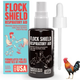 Flock Shield Respiratory Aid for Poultry - 4oz Chicken Supplement & Rooster Booster for Respiratory System - Dropper Top & Spray Top Included - Safe for All Birds - Drinking Water Additive