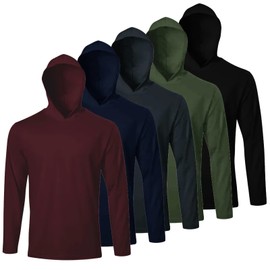 LeeHanTon Long Sleeve Mens Big and Tall Athletic Shirts with Hood Quick T Shirts Dry Fishing Workout Running Size S
