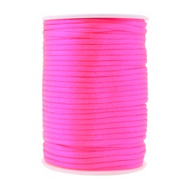 Mandala Crafts Nylon Satin Cord 3mm Rattail Cord Hot Pink String - 50 Yds Nylon Chinese Knotting Cord Rat Tail Silk Cord for Bracelet Necklace Jewelry Making Macrame Trim