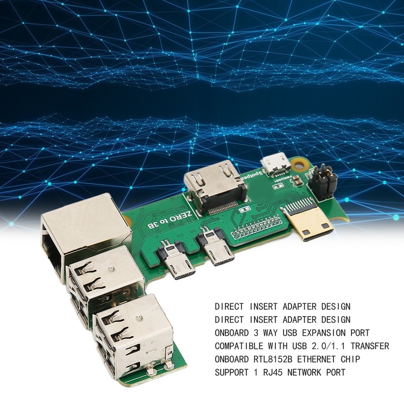 Expansion Board for Raspberry Pi 2W to 3B 3 USB2.0