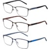 DJOLENSA 3 Pack Reading Glasses Men, Blue Light Blocking Reading