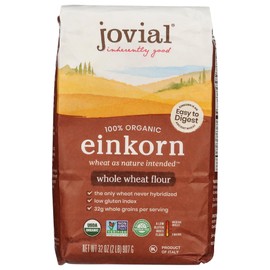 Jovial Organic Einkorn Whole Wheat Flour - Bread Baking Flour for Sourdough, High Protein, Non-GMO, For Organic Pizza & Pasta, European Italian Made, Glyphosate Free - 32 Oz, 2 Pack