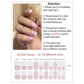 UV Nagelfolien Selbstklebend, 20pcs French Leaf Gel Nagelfolie für Nagel DIY zu Hause