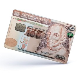Guatemala Credit Card Skin Cover Vinyl Stickers (4 Pack) - Guatemalan Bill 100 Quetzales Chapin Sticker