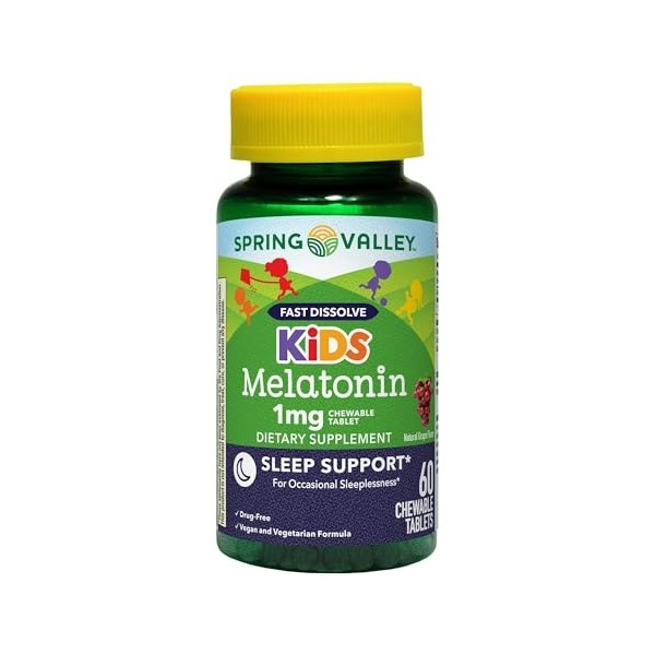 Spring Valley Kids Melatonin Gummies, Grape Flavor, 1 mg, 60