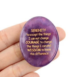 QINJIEJIE Serenity Prayer Green Aventurine Crystal Healing Stones Engraved Inspirational Stones Anxiety Relief Items Worry Stones for Anxiety Encouragement Gifts for Women Men