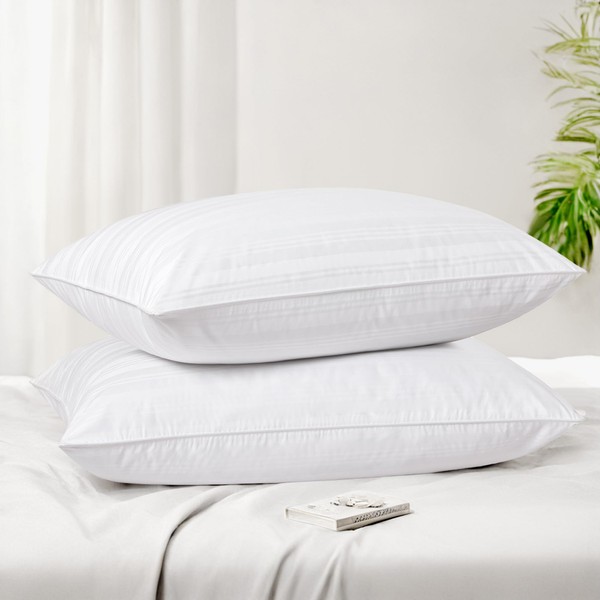 puredown® Goose Feather Down Pillow with 2 Pillowcases, Soft Fluffy