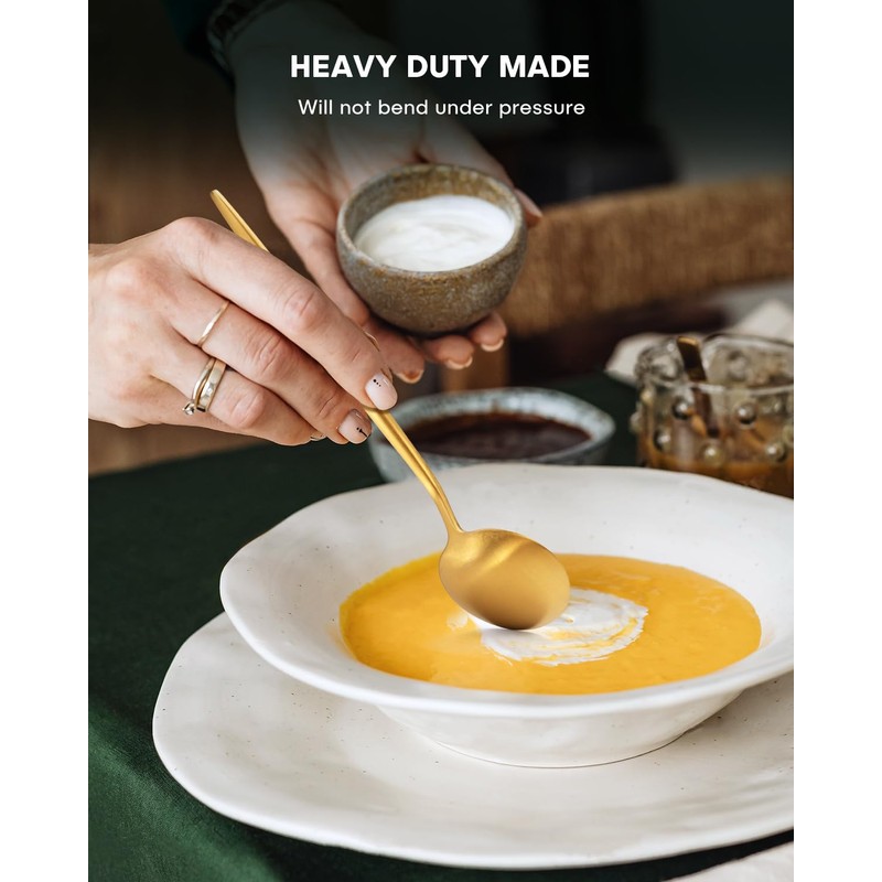 EUIRIO 40-Piece Matte Gold Silverware Set, Modern Flatware Set for