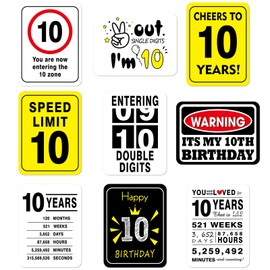 WERNNSAI 10th Birthday Party Decorations - 9PCS Wall Signs Funny Tags for Teens 10 Years Old Party Decor 10th Party Banner Table Centerpieces Door Wall Windows Signs Picture Props for Boys Girls