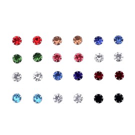 Multicolor Cubic Zirconia Stud Earrings Set for Women Silver Cubic Zirconia Earring Stud Pack for Multiple Ear Piercing Rhinestone Ear Studs Fake Crystal Earrings Pack 12 Pairs