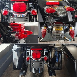 FATECIM 2" Bullet Turn Signal Light Supersonic Replacement Red Lenses Covers for Softail Street Road Glide Fat boy Sportster Dyna Deluxe Bikes Snap On repl. OEM# 68973-00 Chrome Bezel