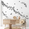 wondever Flowers Vine Wall Stickers Black Floral Butterfly Peel and