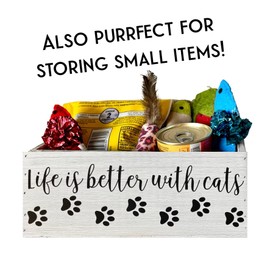 Cat Planter, Life is Better With Cats Wood Box, Catnip, Gift from Cat for Dad, Mom, Veterinarian, Mother's Day (Cats)