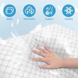 OAISZ Shredded Memory Foam Pillows, Cooling Bed Pillows Queen Size Set of 2 for Sleeping, Adjustable Firm Pillows for Side Back and Stomach Sleepers, Washable Removable Cover