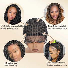 UCABEWEL Braided Wig Caps with Baby Hair Full Double Lace Wigs Caps Crotchet Cap (79knots)