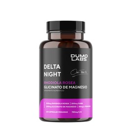 DUMO Delta Night | Capsulas para Dormir y Relajación | Suplemento Natural para el Sueño con GABA, Albahaca Sagrada, 5-HTP y Magnesio | Apoyo al Descanso Profundo y Equilibrio Mental | 60 Cápsulas Veganas sin Gluten | 1 Mes de Consumo