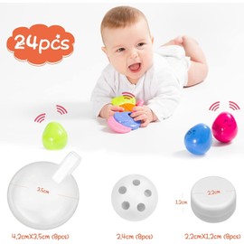 JACMKEON 24 PCS Toy Rattle Balls Box Repair Squeaker Toy Noise Maker Insert Replacement Round Toy Squeakers Repair Pet Toys for Pet Baby Toy