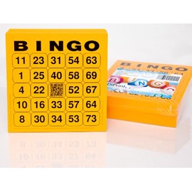 DiPrint 200 Large Bingo Cards for Seniors 24 out of 75 with Joker in the Centre (Orange)