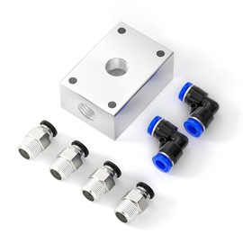 TAILONZ PNEUMATIC 1/4 Inch od Push-in connection shunt Push to Connect Fittings Manifold Block Assembly Pneumatic Fittings Kit (Pack of 7)