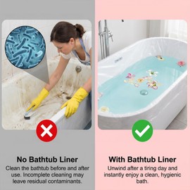 Fampery 5 PCS Disposable Bathtub Liner - Plastic Travel Bathtub Cover Liner - Portable Leak-Proof, Large Thickened Tub Liners for Bathtubs for Home, Hotel, SPA, Individually Packaged (102 X 47 Inch)