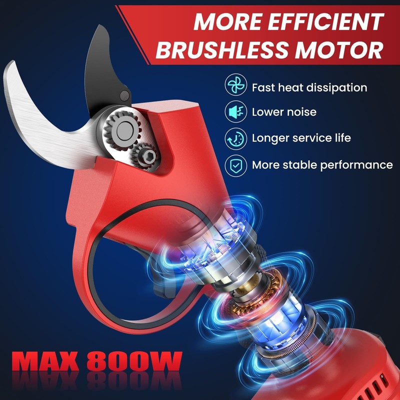 Electric Pruning Shears,1.6"Cordless Pruning Shears for Gardening,SK7 Blades,800W Brushless Motor,Battery