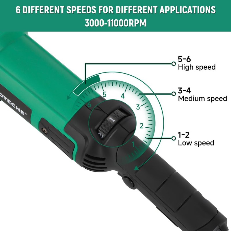 Hoteche 5-Inch Angle Grinder 11-Amp Heavy Duty Variable Speed Power