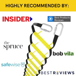 Built-in Fire Ladder 3 Story 25ft - Emergency Escape Ladders for Homes Include Aluminum Storage Box & Climbing Anchor Set - Window Ladder 3-Story - Wall Mounted Aluminium Ladders - Wall-Fixed Cabinet