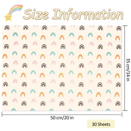 Tissue Paper, 30 Sheets Tissue Paper for Wrapping Gifts, Rainbow Wrapping Paper for Gift Wrapping Filler Flowers DIY Arts Crafts (50 x 35cm)