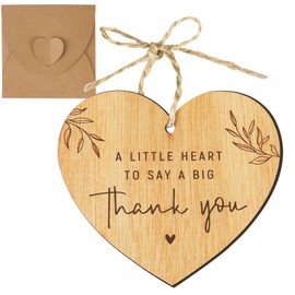 Thank You Gifts A Little Heart to Say A Big Thank You Wooden Heart Plaque with Envelope Appreciation Retirement Gifts Wooden Plaque for Women Men Friends Teacher Nurse Worker