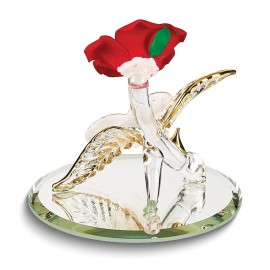 Occasion Gallery I LOVE YOU Red Rose Handcrafted Glass Figurine with 22k Gold Trim