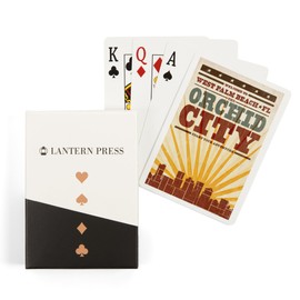 Lantern Press West Palm Beach, Florida, Skyline and Sunburst Screenprint Style (52 Playing Cards, Poker Size Card Deck with Jokers)