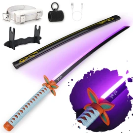 RENGENG Light Up Sword, 40 Inches Rechargeable Plastic Replica with Belt & Stand, Sword with Original Texture