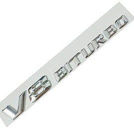 Chrome Replaces with Benz V8 BITURBO Side Adhesive Nameplate Logo Emblem AMG Decoration Modified