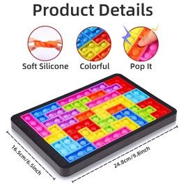 Pop Fidget Toys, 27pc Puzzle Game Popit Sensory Toys for Learning, Pop It Board Fidget Games ,Focus Tools and Stress Relief Tetris Games for Girls Boys Kids Fridents