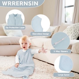 Wrrernsin Baby Sleep Sack 0-6 Months,100% Cotton Wearable Blanket for Newborn and Infant, 3 Pack 2-Way Zipper TOG 0.5 Lightweight Sleeping Bags for Toddler