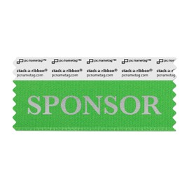 pc/nametag Sponsor Badge Ribbons with Adhesive, Individual Titles for Conferences, Trade Shows, Meetings, 3-1/2" x 1-5/8", 100pk, for Nametags Under 4”