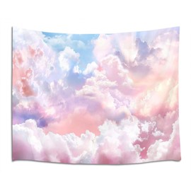HVEST Pink Cloud Tapestry Colorful Abstract Clouds Natural Landscape Tapestries Wall Hanging for Bedroom Living Room Teen Dorm Indie Decor Poster Blanket,80x60 Inches
