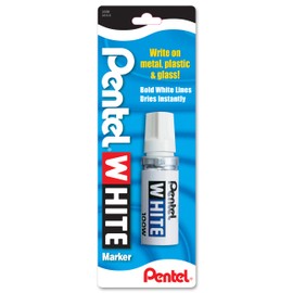 Pentel Permanent Marker, White, Broad Point, 1 Pack (100W)