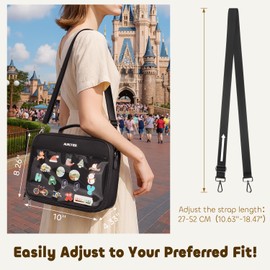 AUROTIER Enamel Pin Display Bag, 12 Page Pin and Patch Trading Collection Book, Pin Display Board Case for Storing Enamel Pins, Earrings, Brooches, Patch and Sports Medals, Pin Crossbody Bag