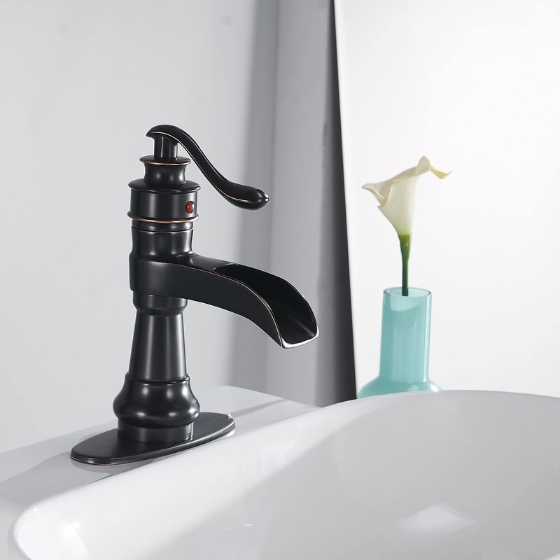 BATHFINESSE Oil Rubbed Bronze Deck Mounted Single-Handle Lavatory Faucet with